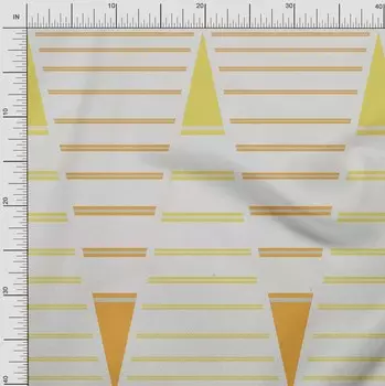 Soimoi японский креп-атласная ткань с треугольными и полосатыми панелями, декоративная ткань с принтом, метр 42 дюйма 42 Inch Wide - Poly Crepe оранжевый