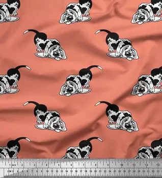 Soimoi японский креп-сатин ткань бассет-хаунд собака принт швейная ткань метр 42 дюйма 42 Inch Wide - Poly Crepe розовый