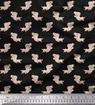 Soimoi японский креп-сатин ткань Кинг Чарльз спаниель щенок собака принт ткань на метр 42 дюйма 42 Inch Wide - Poly Crepe синий