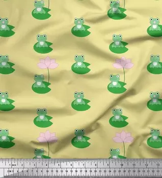 Soimoi японский креп-сатин ткань лотос и лягушка детская швейная ткань с принтом метр 42 дюйма 42 Inch Wide - Poly Crepe банан желтого