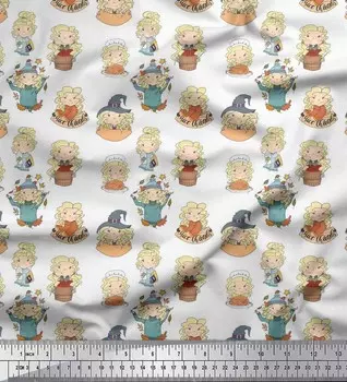 Soimoi, японский креп-сатин, ткань с милым принтом для девочек и детей, 42 дюйма по метрам 42 Inch Wide - Poly Crepe белый