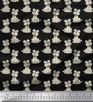 Soimoi японский креп-сатин ткань с мультяшным принтом собаки на метр 42 дюйма 42 Inch Wide - Poly Crepe зелёный