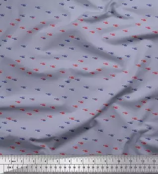 Soimoi Rayon Fabric Вертолетная рубашка с принтом Швейная ткань метр 42 дюйма 42 Inch Wide - Rayon серый