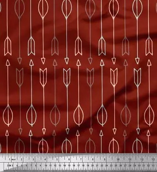 Soimoi Red Japan Crepe Satin Fabric Arrows Arrow Print Ткань на метр 42 дюйма 42 Inch Wide - Poly Crepe зелёный