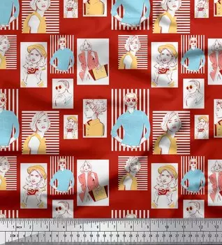 Soimoi Red Japan Crepe Satin Fabric Women, Camera & Handbag Fashion Decor Ткань с принтом метр 42 дюйма 42 Inch Wide - Poly Crepe оранжевый