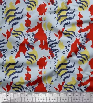 Soimoi Red Japan Crepe Satin Ткань с принтом зебры и леопарда на метр 42 дюйма 42 Inch Wide - Poly Crepe розовый