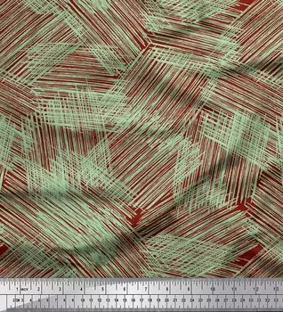 Soimoi Red Japan Креп Атласная ткань Абстракции Абстрактная печатная ткань 1 метр 42 дюйма 42 Inch Wide - Poly Crepe красный