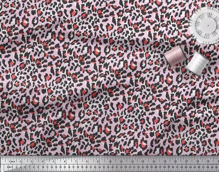 Soimoi розовая поли креповая ткань с леопардовым принтом из кожи животного, швейная ткань, метр 42 дюйма 42 Inch Wide - Poly Crepe розовый
