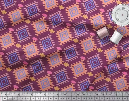 Soimoi розовый японский креп-атласная ткань с ромбовидным геометрическим принтом швейная ткань метр 42 дюйма 42 Inch Wide - Poly Crepe розовый