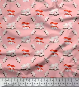 Soimoi розовый японский креп-сатин ткань грибной овощной принт швейная ткань метр 42 дюйма 42 Inch Wide - Cotton Voile розовый