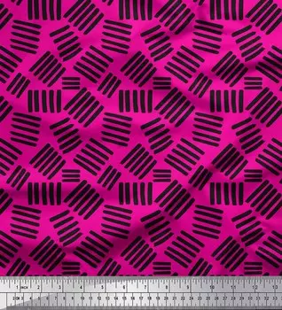 Soimoi Розовый японский креп-сатин Ткань Мазок кисти Абстрактные принты на ткани по метрам 42 дюйма 42 Inch Wide - Cotton Voile розовый