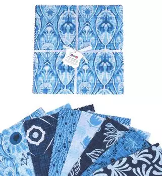Soimoi с блочным принтом, предварительно вырезанная 5-дюймовая хлопчатобумажная ткань, стеганая квадратная ткань, набор с подвесками, сделай сам, лоскутное шитье, ремесло, средний размер 5x5inches синий