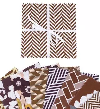 Soimoi с цветочным принтом в виде елочки, предварительно вырезанная 5-дюймовая хлопчатобумажная ткань, стеганая квадратная ткань, набор с подвесками, сделай сам, лоскутное шитье, ремесло - коричневый, фиолетовый и 5x5 inches