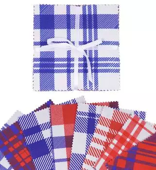 Soimoi с клетчатым принтом, предварительно вырезанная 5-дюймовая хлопчатобумажная ткань, стеганая квадратная ткань, набор с подвесками, сделай сам, лоскутное шитье, ремесло - синий, красный и 5x5 inches