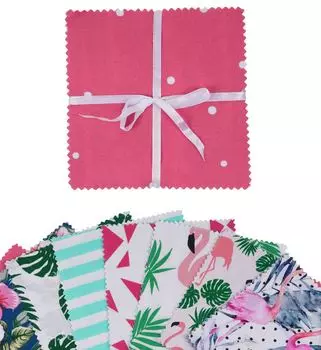 Soimoi с принтом фламинго, предварительно вырезанная 5-дюймовая хлопчатобумажная ткань, стеганая квадратная ткань, набор с подвесками, сделай сам, лоскутное шитье, ремесло - розовый, синий и 5x5 inches