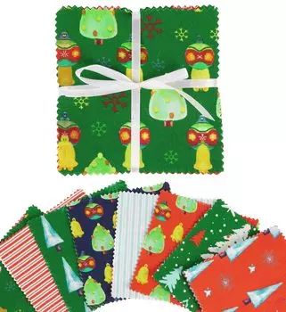 Soimoi с рождественским принтом, предварительно вырезанная 5-дюймовая хлопковая ткань, стеганая квадратная ткань, очаровательный набор, сделай сам, лоскутное шитье, ремесло, зеленый, красный 5x5inches