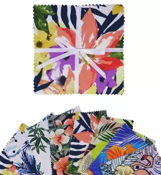 Soimoi с тропическим принтом, предварительно вырезанная 5-дюймовая хлопчатобумажная ткань, стеганая квадратная ткань, очаровательный набор, сделай сам, лоскутное шитье, ремесло- 5x5 inches разноцветный