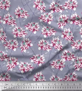 Soimoi серая японская креп-атласная ткань пион цветочный принт швейная ткань метр 42 дюйма 42 Inch Wide - Poly Crepe фиолетовый