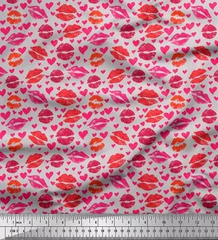 Soimoi серая японская креп-атласная ткань сердце и губы женская ткань с принтом 1 метр 42 дюйма 42 Inch Wide - Poly Crepe серый