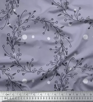 Soimoi серая японская креп-атласная ткань в горошек и венок с нарисованным вручную набивным ремесленным полотном на метр 42 дюйма 42 Inch Wide - Poly Crepe коричневый