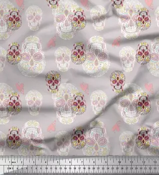 Soimoi серая японская креп-сатиновая ткань художественная красочная ткань для декора черепа с принтом метр 42 дюйма 42 Inch Wide - Poly Crepe серый