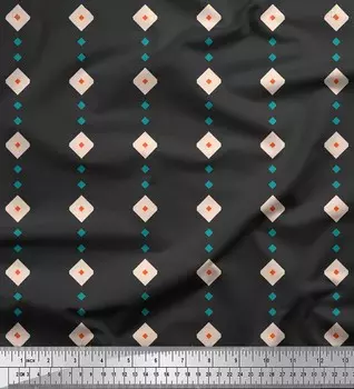 Soimoi серая японская креп-сатиновая ткань с ромбовидным геометрическим декором, ткань с принтом, метр 42 дюйма 42 Inch Wide - Poly Crepe красный