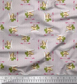 Soimoi Серый Япония Креп Атлас Ткань Текст & Тако Пищевая Печать Ткань по метру 42 дюйма 42 Inch Wide - Poly Crepe серый