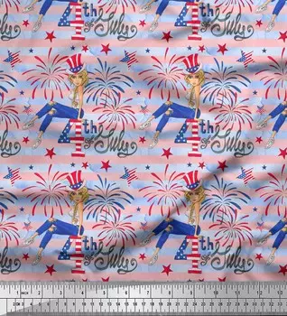 Soimoi синий японский креп-атласная ткань для женщин, в полоску и фейерверки, вечерние принты, швейная ткань, метр 42 дюйма 42 Inch Wide - Poly Crepe синий