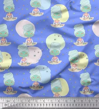 Soimoi синий японский креп-атласная ткань, маска для лица и краска для ногтей, женская швейная ткань с принтом, метр 42 дюйма 42 Inch Wide - Poly Crepe синий