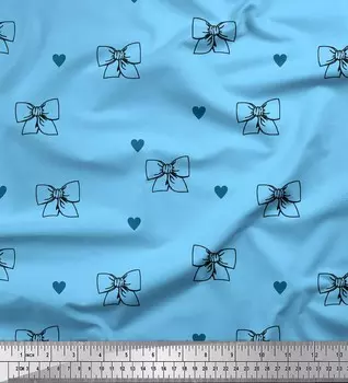 Soimoi синий японский креп-атласная ткань сердце и бант модный принт швейная ткань метр 42 дюйма 42 Inch Wide - Poly Crepe зелёный