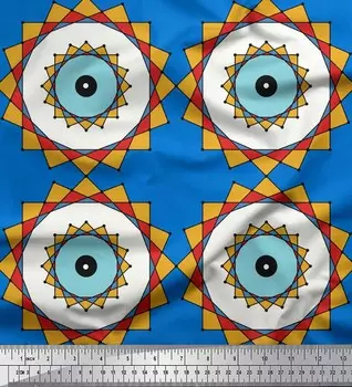 Soimoi синий японский креп-сатин ткань бархатцы геометрический декор ткань с принтом метр 42 дюйма 42 Inch Wide - Cotton Voile синий