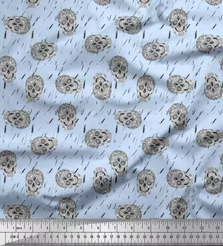 Soimoi синий японский креп-сатин ткань художественный декор черепа ткань с принтом метр 42 дюйма 42 Inch Wide - Poly Crepe синий