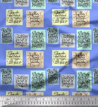 Soimoi синий японский креп-сатин ткань мотивационные цитаты текстовый принт швейная ткань метр 42 дюймов 42 Inch Wide - Poly Crepe зелёный