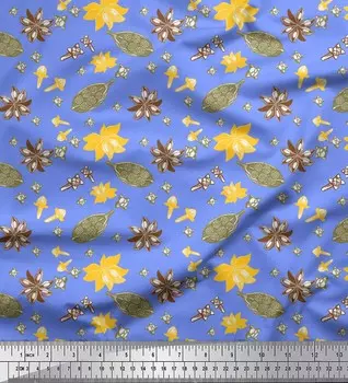 Soimoi синий японский креп-сатин ткань с кардамоном, звездчатым анисом и гвоздикой, ткань для пищевого декора с принтом, 42 дюйма 42 Inch Wide - Poly Crepe синий