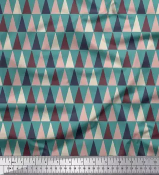 Soimoi синий японский креп-сатин ткань треугольный геометрический принт швейная ткань метр 42 дюйма 42 Inch Wide - Cotton Voile синий