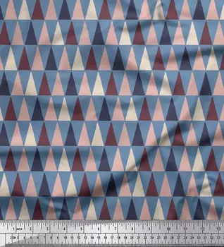 Soimoi синий японский креп-сатин ткань треугольный геометрический принт швейная ткань метр 42 дюйма 42 Inch Wide - Cotton Voile синий