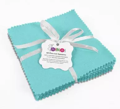 Soimoi Solid Aqua Blue Precut 5-inch Cotton Fabric Bundle Quilting Squares Charm Pack DIY Patchwork Sewing 5x5 Inches синий