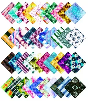 Soimoi Tie Dye Print Precut 5-дюймовая хлопчатобумажная ткань, стеганые квадраты, шарм в упаковке, сделай сам, лоскутное шитье