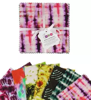Soimoi Tie & Dye Print Precut 5-дюймовая хлопчатобумажная ткань, стеганые квадраты, набор шармов, сделай сам, лоскутное шитье, ремесло- 5x5inches разноцветный