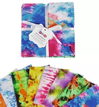 Soimoi Tie & Dye Print Precut 5-дюймовая хлопчатобумажная ткань, стеганые квадраты, набор шармов, сделай сам, лоскутное шитье, ремесло- 5x5inches разноцветный