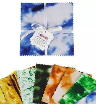 Soimoi Tie & Dye Print Precut 5-дюймовая хлопчатобумажная ткань, стеганые квадраты, набор шармов, сделай сам, лоскутное шитье, ремесло- 5x5inches разноцветный