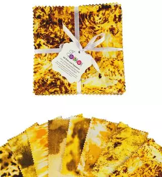 Soimoi Tie & Dye Print Precut 5-дюймовая хлопчатобумажная ткань, стеганые квадраты, набор шармов, сделай сам, лоскутное шитье, ремесло- 5x5inches жёлтый