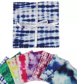 Soimoi Tie & Dye Print Precut 5-дюймовая хлопчатобумажная ткань, стеганые квадраты, набор шармов, сделай сам, лоскутное шитье, ремесло- 5x5inches разноцветный
