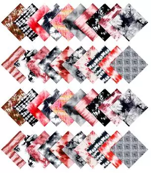 Soimoi Tie Dye Print Precut 5-дюймовая хлопчатобумажная ткань, стеганые квадраты, шарм в упаковке, сделай сам, лоскутное шитье 5x5inches красный