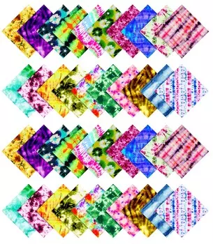 Soimoi Tie Dye с принтом, предварительно вырезанная 5-дюймовая хлопковая ткань, стеганая квадратная ткань, очаровательный набор, сделай сам, лоскутное шитье, ремесло 5x5inches розовый