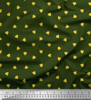 Soimoi Ткань из зеленого японского креп-сатина с принтом еды начос и сальса, швейная ткань, метр 42 дюйма 42 Inch Wide - Poly Crepe зелёный