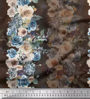 Soimoi Ткань оформления роз Грандифлора розы крепа Брауна поли флористическая напечатала БТИ 42 дюйма 42 Inch Wide - Poly Crepe коричневый