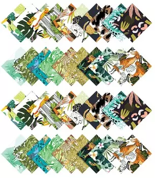 Soimoi тропический принт Precut 5 дюймов хлопчатобумажная ткань стеганые квадраты шарм пакет DIY лоскутное шитье ремесло-темный 5x5 зелёный