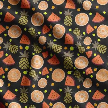 Soimoi Watercolor Fruit Print, хлопок Cambric, ткань для квилтинга, продаваемая во дворе, ширина 42 дюйма, хлопковая ткань средней плотности, 42 Inch Wide - Cotton Cambric чёрный