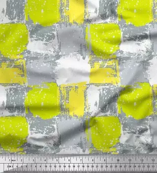 Soimoi White Japan Crepe Satin Fabric Abstracts Abstract Fabric Prints Meter 42 Inch 42 Inch Wide - Cotton Voile белый